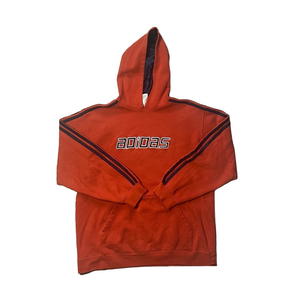 Vintage Adidas Orange Hoodie with Blue Accents